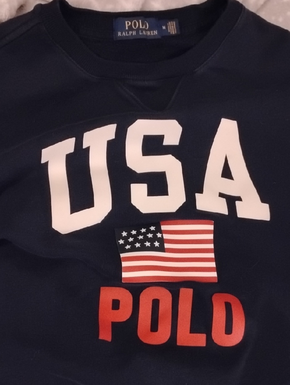 Ralph Lauren Navy Sweatshirt with Yellow Logo Tag